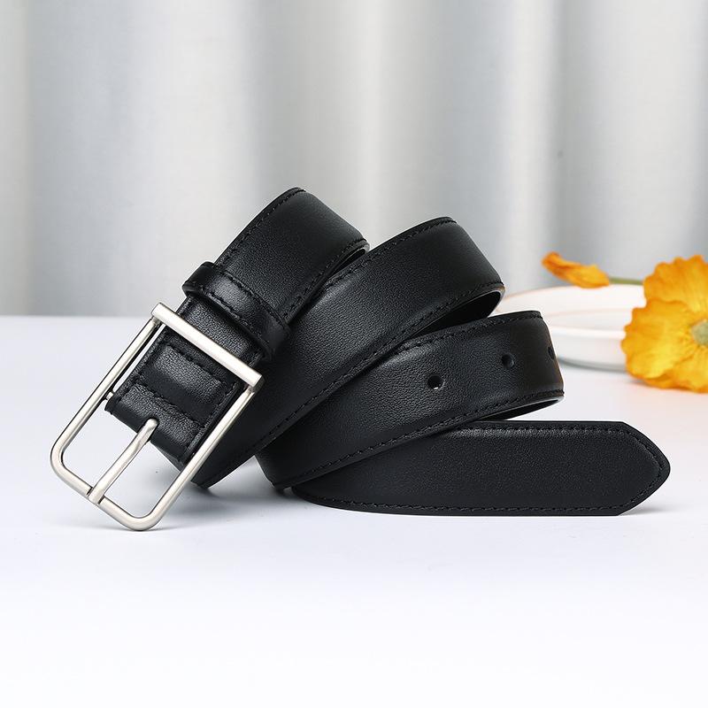 2.8Cm Genuine Leather Pin Buckle Belt Women'S Simple Fashion Trend Versatile Pure Cowhide Leisure College Style Belt Women'S