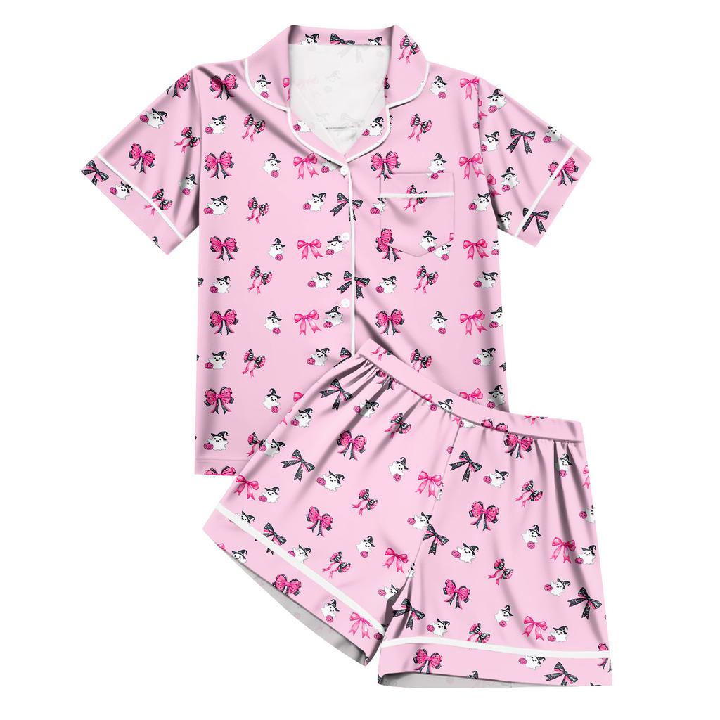 Women's Casual Fashion Halloween Printed Short Sleeve Home Suit