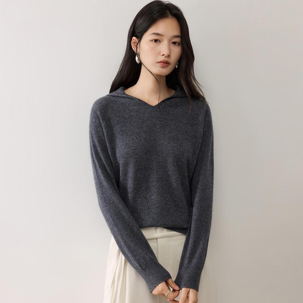 Lekasha Women's Cashmere Wool Seamless Knit Hoodie - Autumn/Winter Base Layer