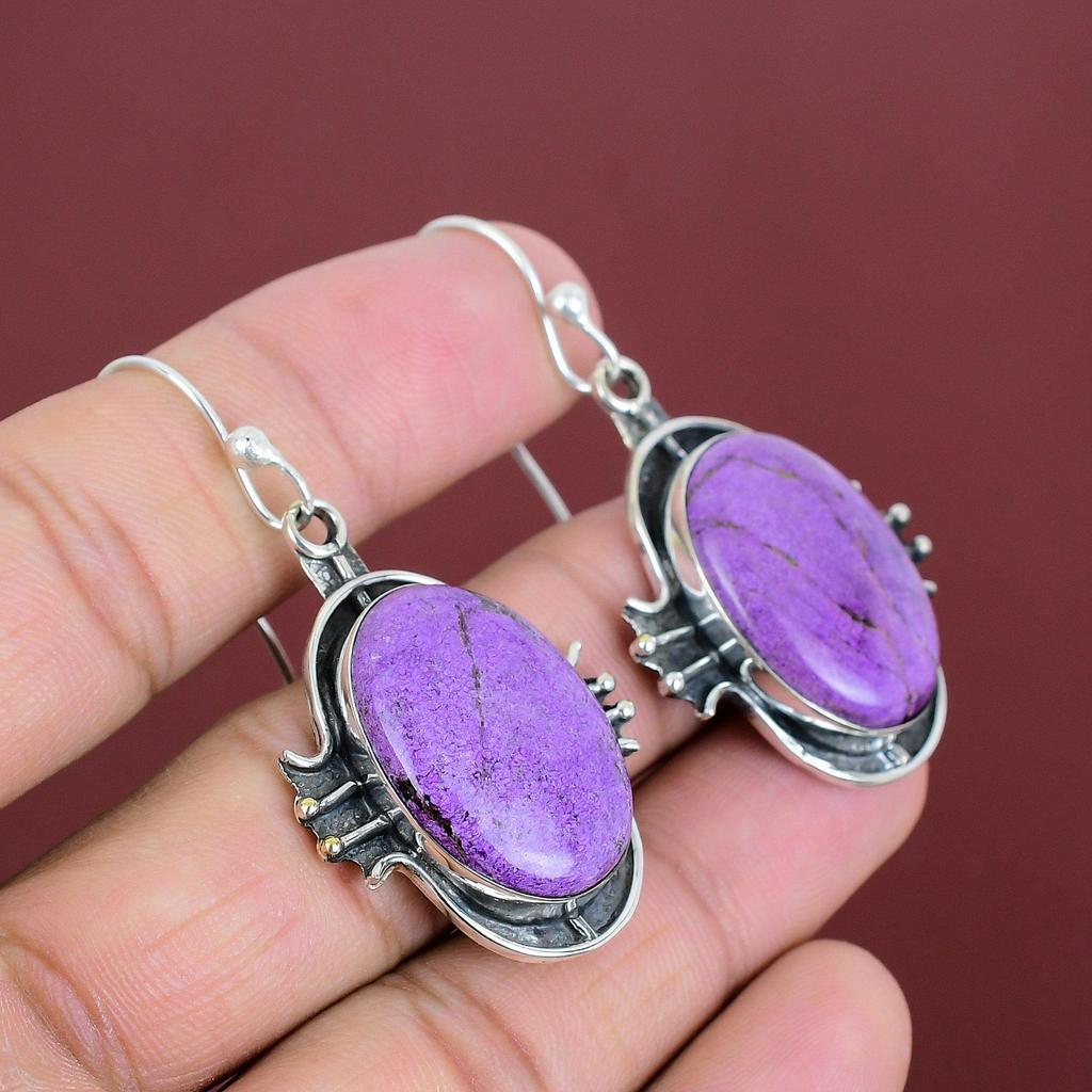Purpurite Earrings Gemstone Handmade Jewelry 925 Sterling Silver Earring Natural Purpurite Jewelry Beautiful Dangle Earring Gifts For Friend