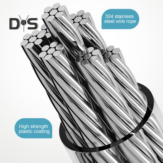 5.1M Wall Mount Retractable Clothesline Adjustable Retracting Invisible Heavy Duty Stainless Steel Wire Indoor Outdoor Balcony Laundry Clothes Drying