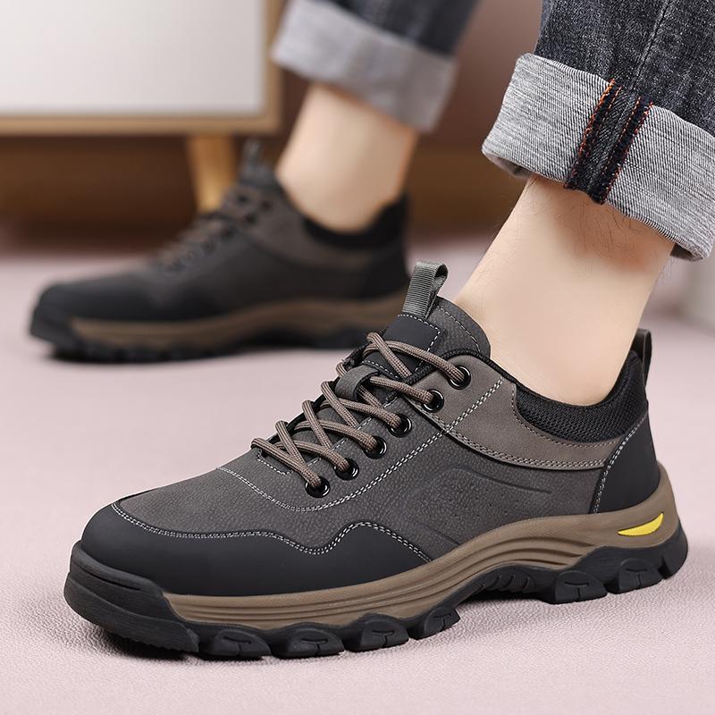 Leather Male Comfortable Flats All-match Walking Shoes Men Breathable Mens Classic Sneakers Lace-Up Men Outdoor Casual Footwear