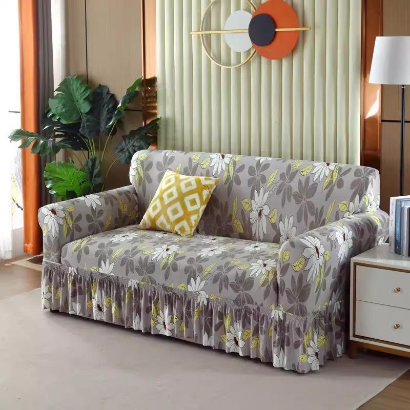 Universal European Style Skirt Sofa Cover  All Season Universal Fabric Summer Sofa Cover  One Piece Sofa Cushion with Sandpaper