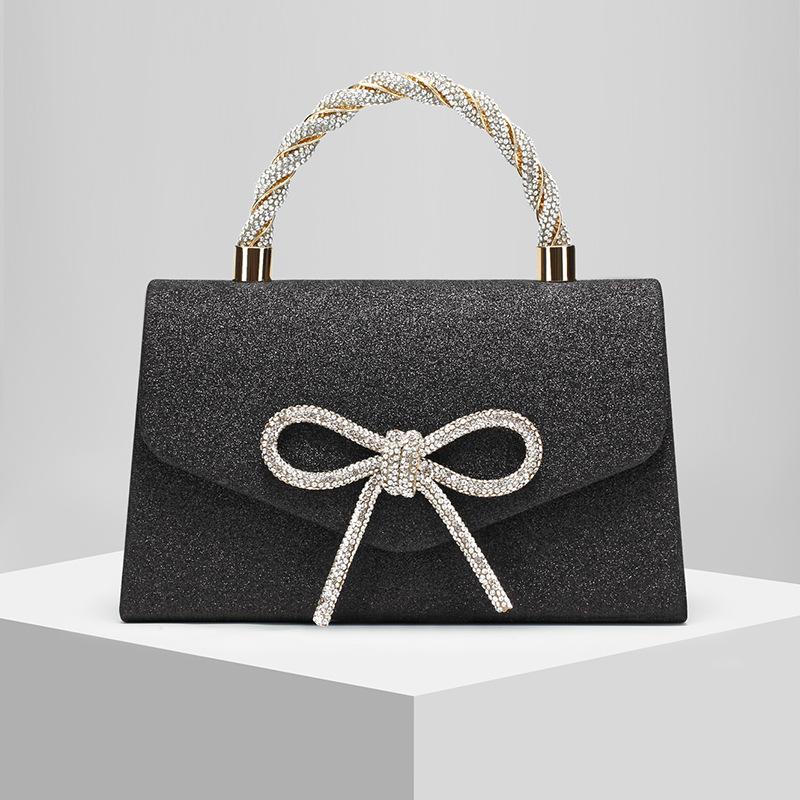 Новая Банкетная Клатч-Сумка Высокого Качества Универсальная Ромбовидная Цепочка-Бант Сумка Через Плечо для Вечернего Платья чёрный