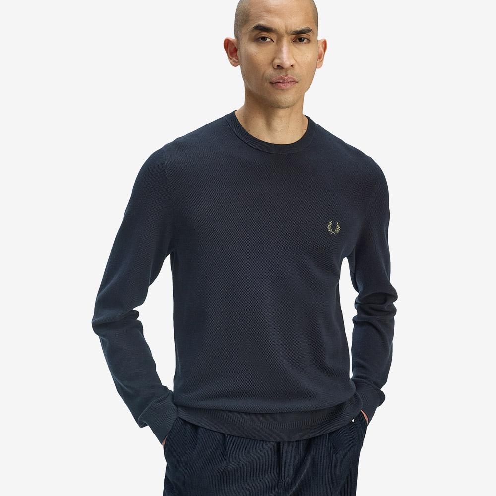 Fred Perry [Sharp] Pique Stitch Knit - Navy Afpm2531309-608