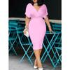 JPNTKY Women's Fashion Summer Spring Solid Color Print V-Neck Short Sleeve  Casual Dresses