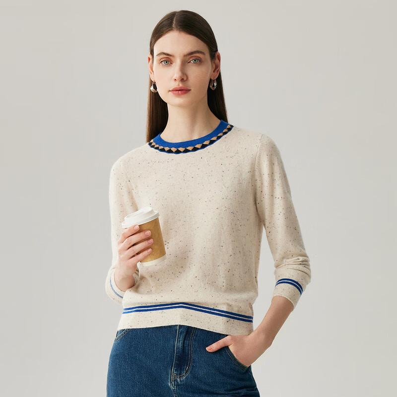 Zhaojun Women's Round Neck 100% Cashmere Speckle Sweater