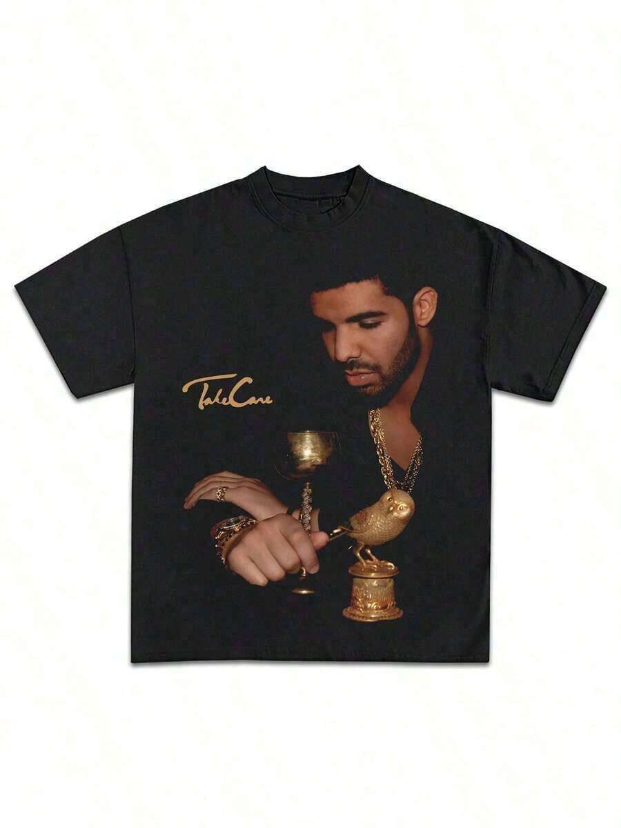 Drake Take Care Graphic Music Fan Black T Shirt Casual Soft Pure Cotton 220g Pattern Printed T L