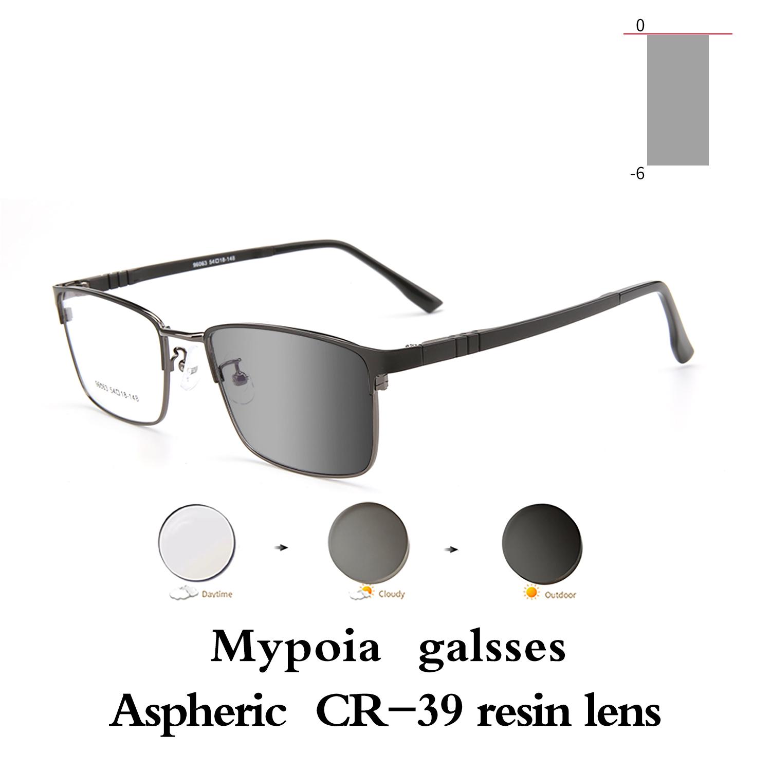 

Men S Photochromic Myopia Glasses Vintage Business Half Frame Minus Sight Eyewear Outdoor Color Changing Sunglasses 0+1.0 To+4.0 +5.5