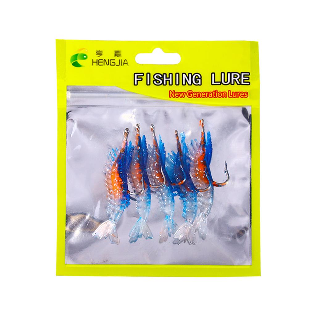 Luminous Shrimp Fake Baits Soft Simulation Prawn Lure Fishy Smell Artificial Trout Bait Single Hook Sea Fishing Tackle