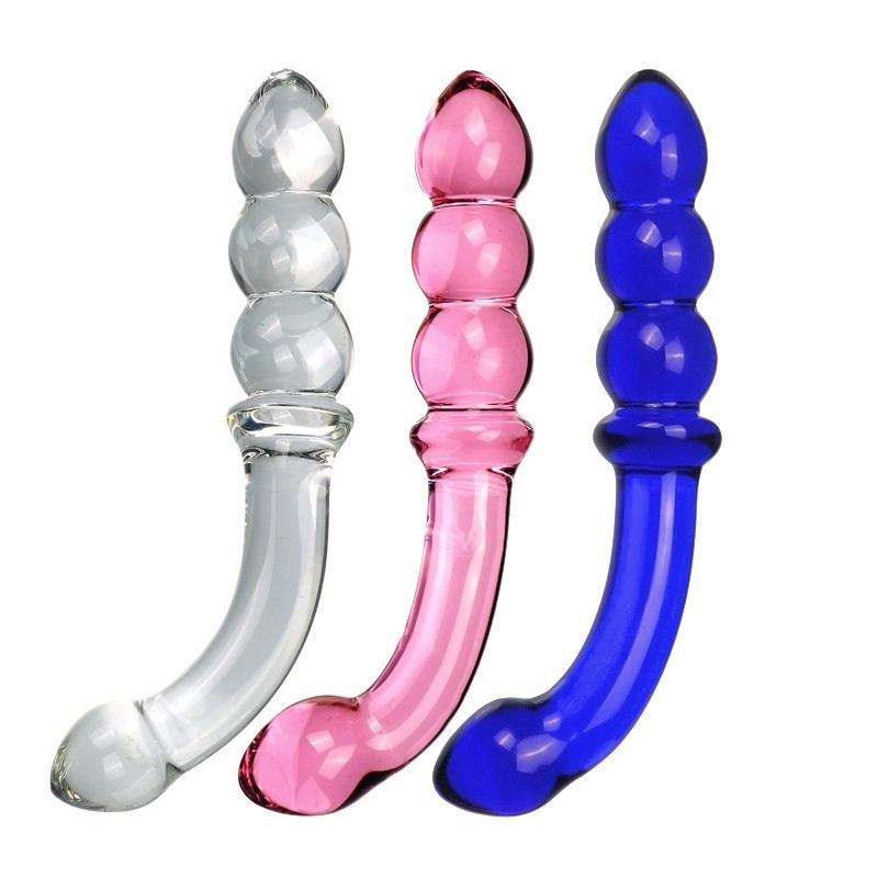 Double Ended Crystal Glass Anal Beads Butt Plug G-spot Stimulation Dildo Penis Gay Masturbate Adult Sex Toy For Women Men