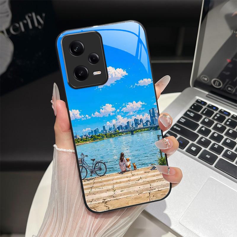 

For Redmi Note 12 Pro Plus Phone Case Trendy Design Tempered Glass Hard Bumper For Xiaomi Redmi Note 12Pro 12Pro+ 5G Back Covers Redmi Note 12 Pro+