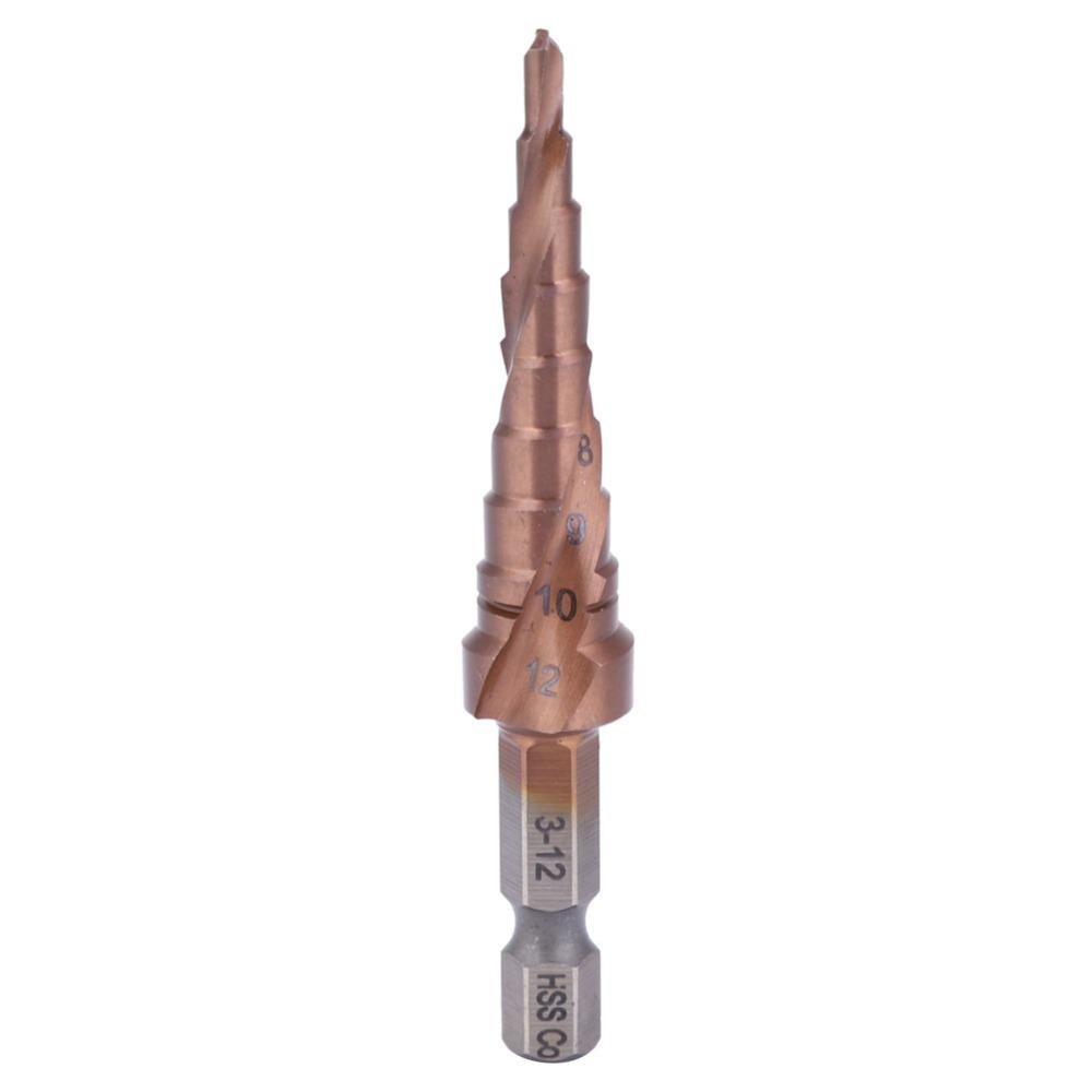 Durable Multifunctional Step Drill Bit High Speed Steel Cobalt Coating Hole Cutter M35 Cobalt Hex Shank Hole Opening Tool Wood