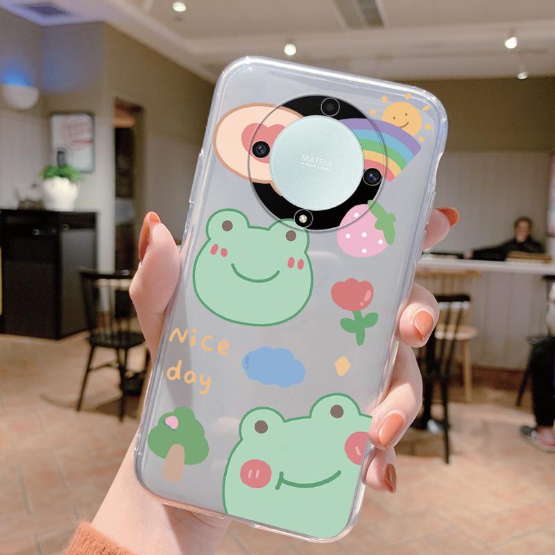 Clear Case For Honor Magic 5 Lite X9a Shockproof Cover Cartoon Cute Cat Soft Silicone Fundas For Honor X9c X9b Women Clear Bags