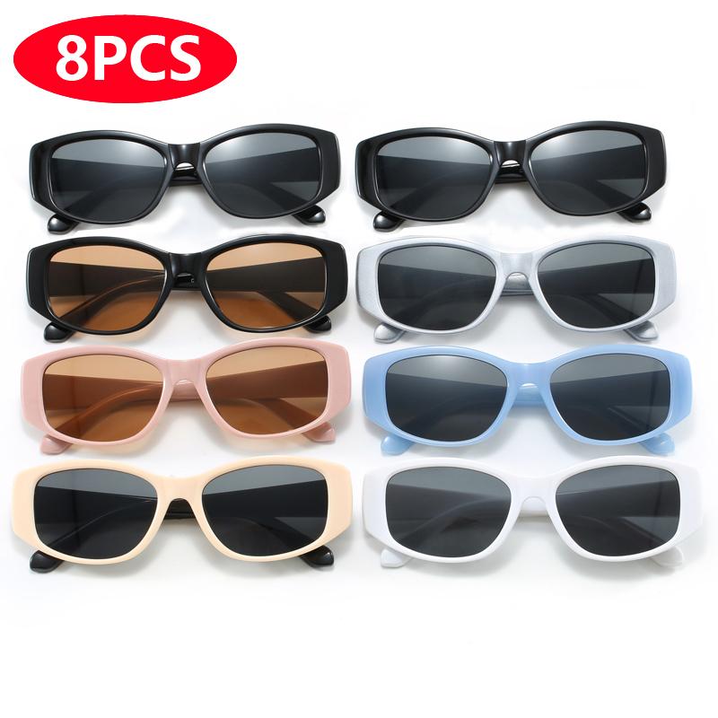 1/8pcs New Rectangular Frame Sunglasses Women INS Personalized Luxury Square Retro UV Resistant Glasses Unisex