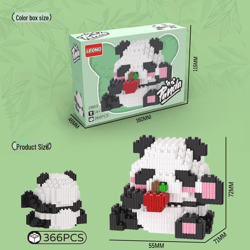 Panda Flower Cute Blue Building Blocks: Micro-Particle Assembly Toys for Creative Modeling