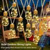 Solar Hemp Rope Fairy String Lights Waterproof Outdoor Decorative Lights for Patio Garden Party Decor