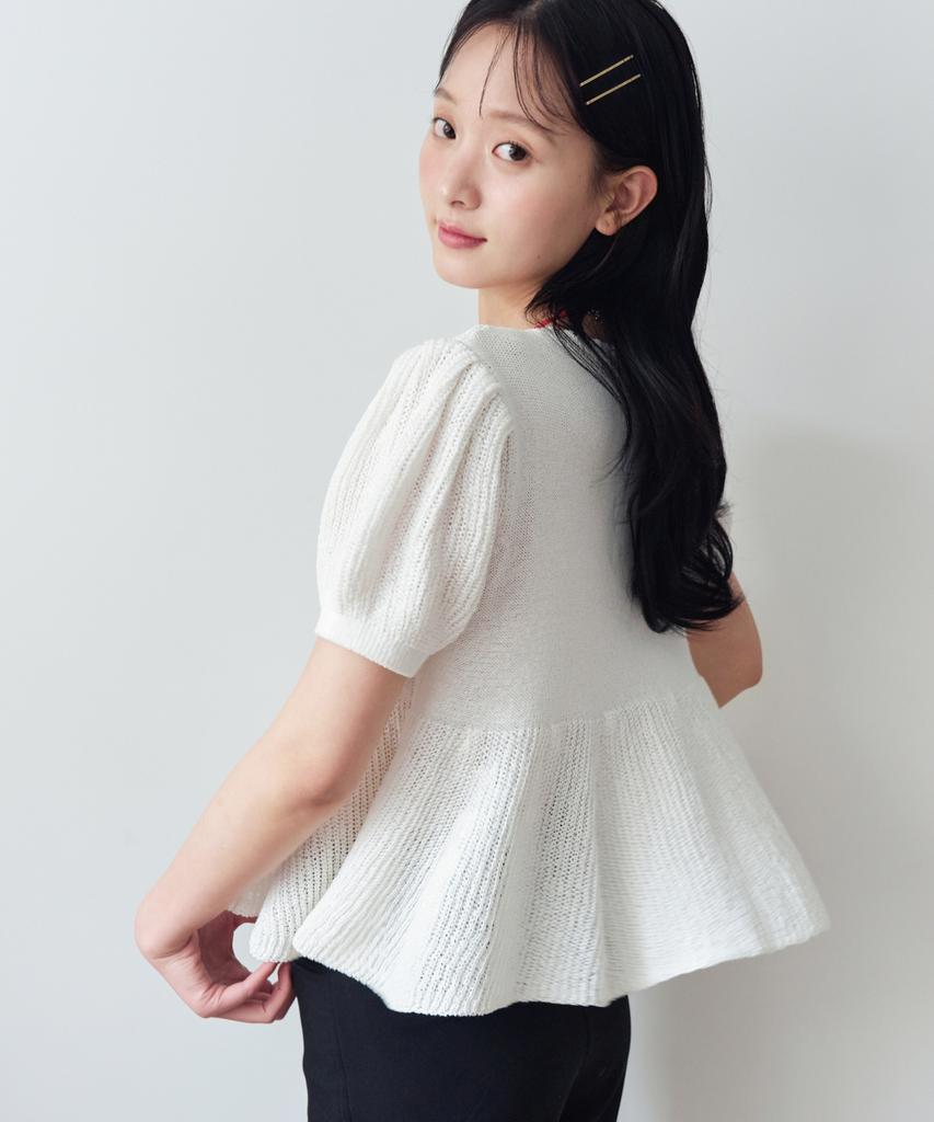 KNIZURE Flare Ribbon Half Knit_Cream