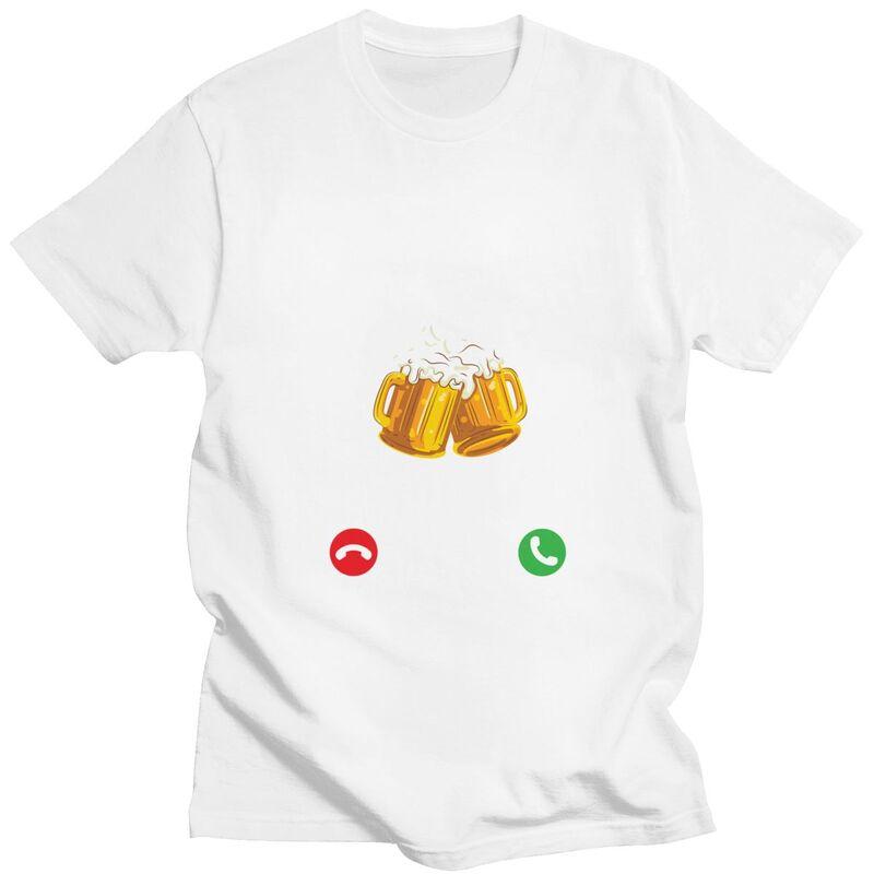 Custom Beer Is Calling And I Must Go Drinker T Shirts Men ShortSleeve Tshirt Casual Tee Pure Cotton Oversized Tshirts Gift
