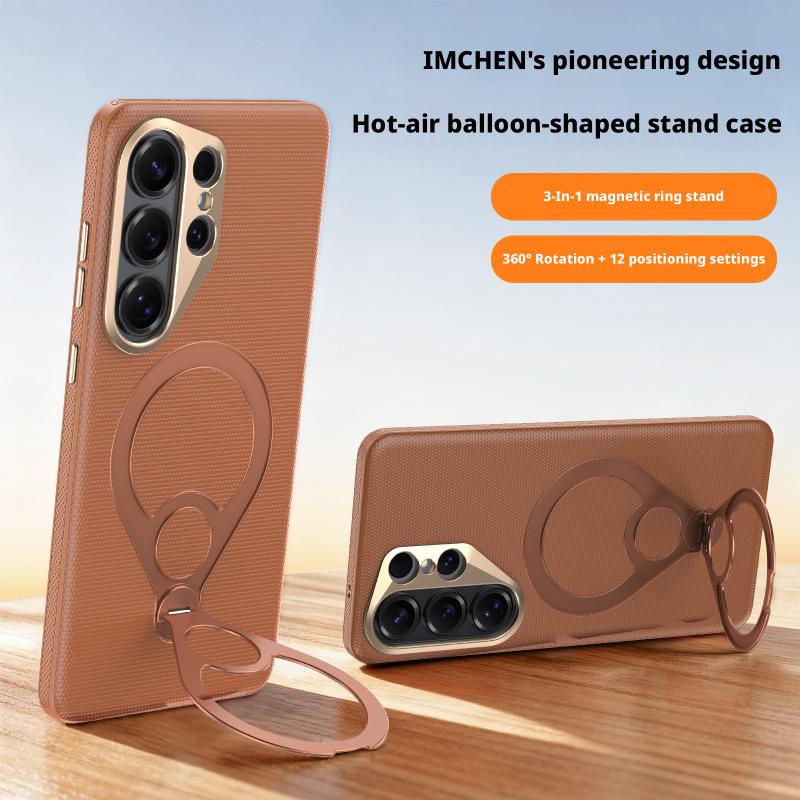 

Premium Qilin Pattern Leather Inside and Out Case For Samsung Galaxy S26 Ultra Magnetic 360° Rotatable Ring Stand Cover Galaxy S26 Ultra коричневый