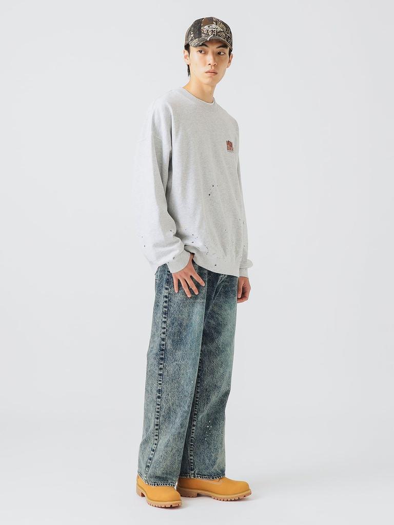 Beams Heart Herren Sweatshirt mit Bemalung, Grau, Größe S