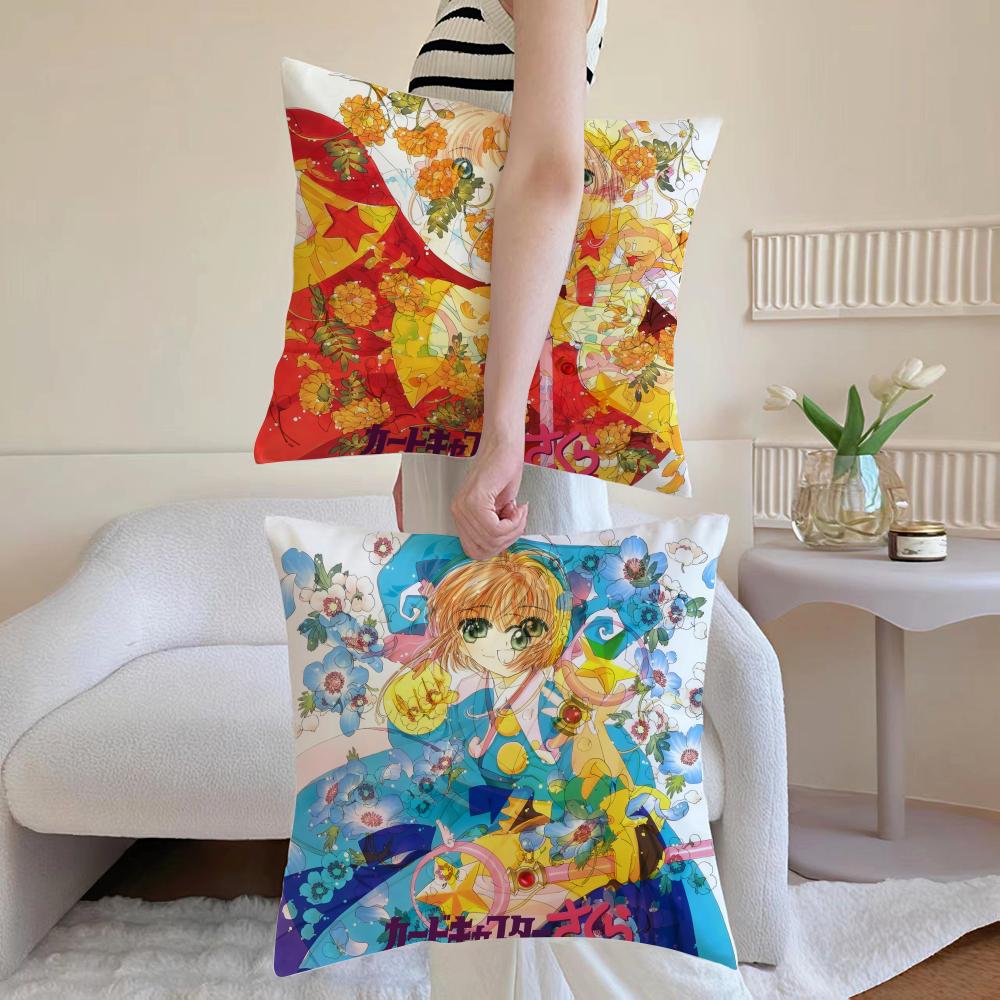 Anime C-Cardcaptor S-Sakura Pillow Case Anti-dustmite Pillowcase Invisible Zipper Silky Short Plush Sofa Cushion Cover