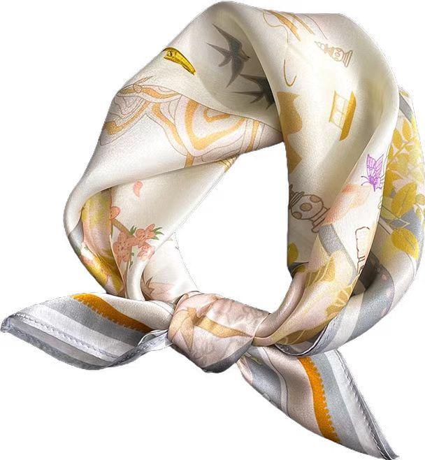 100% Pure Silk Scarf Women Neck Foulard Luxury High Quality Bandana Square Headband Hijab Print Poncho Scarves Pashmina