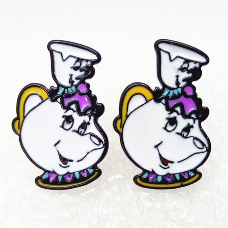 The Beauty And Beast Earrings Mrs Potter Teapot Girls Accessories Decorative