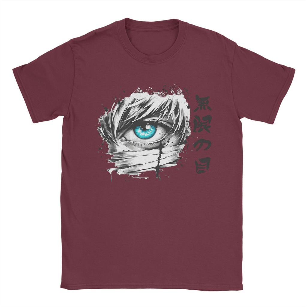 Men T-Shirts Gojo Satoru Jujutsu Kaisen Limitless Eye Vintage 100% Cotton Tee Shirt Short Sleeve T Shirt Tops Graphic Printed