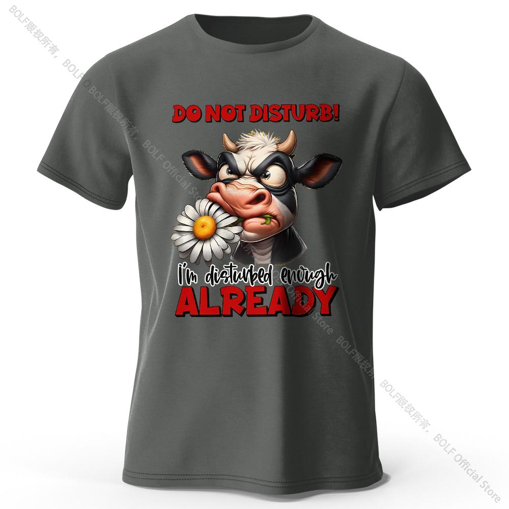 Cartoon Cow Print 100% Cotton T-Shirt, Soft & Breathable Round Neck Short Sleeve Tee, Unisex Fun & Whimsical Style