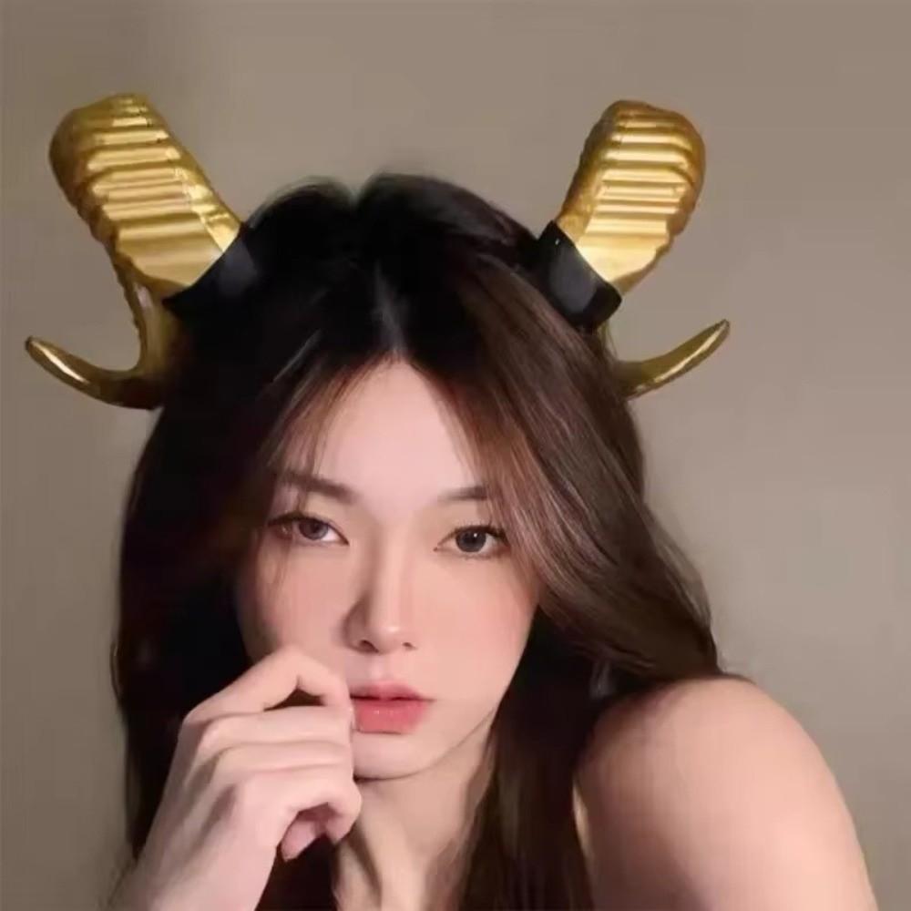 Realistic Demon Horn Headband Reusable Goat Horn Hair Hoop Devil Horn Headwear  Cosplay Event