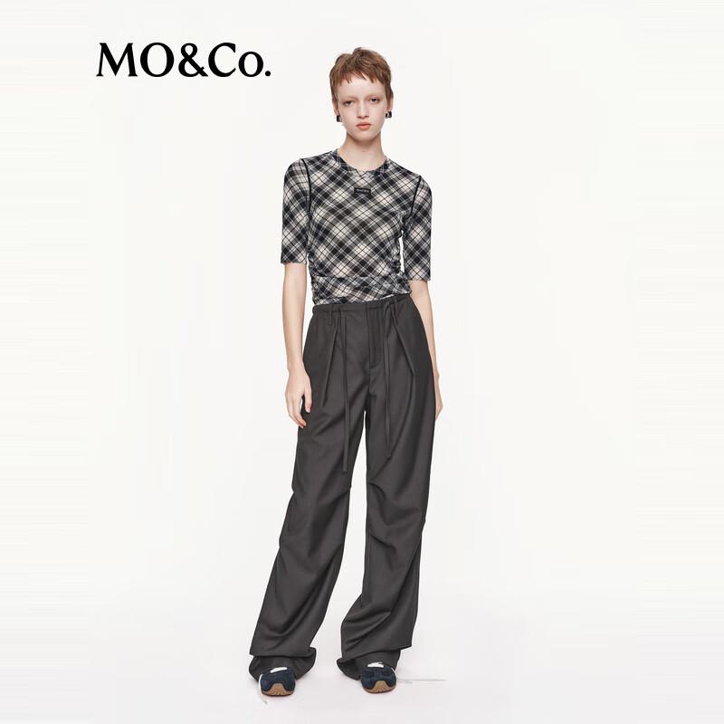 MO&Co. Deconstructed Drawstring Low-Waist Pleated Pants