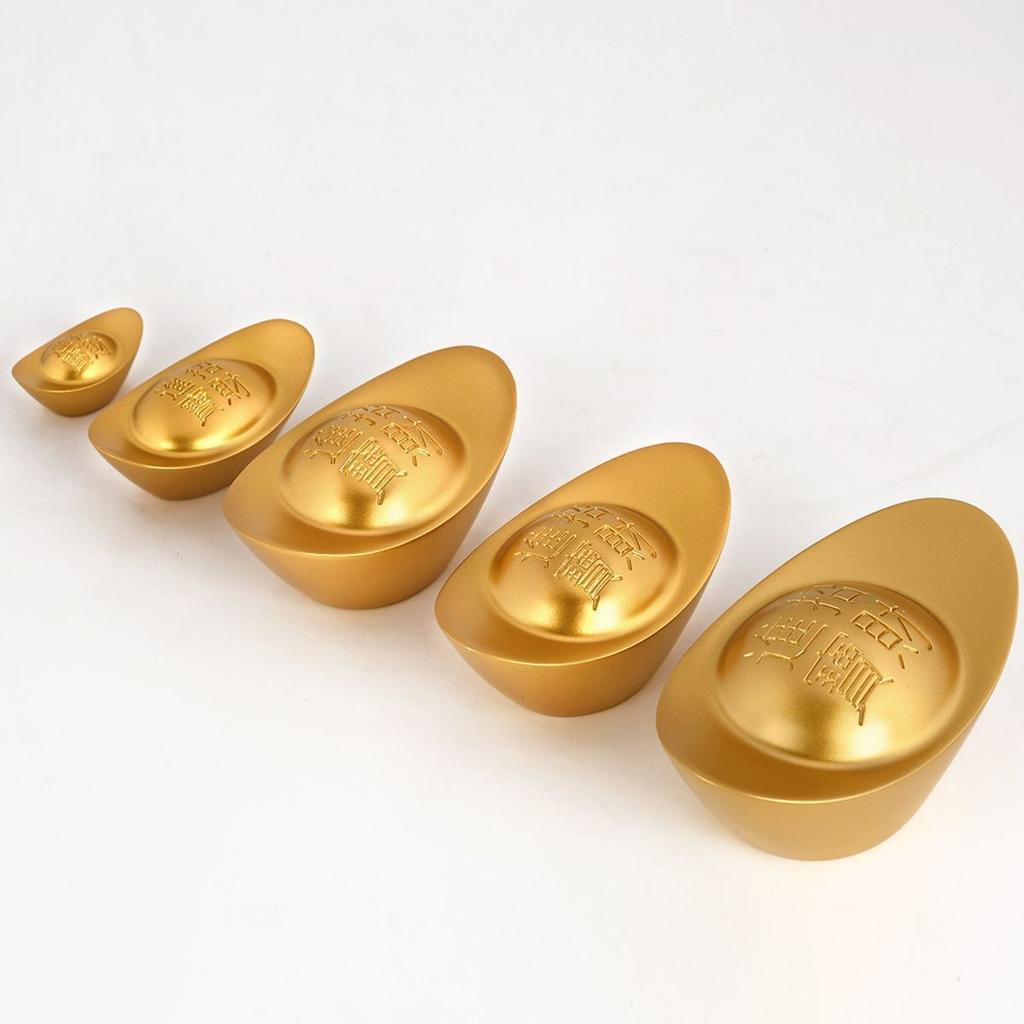 Solid Brass Gold Ingot Ornament - Feng Shui Wealth Decor for Home/Office Realistic Lucky Gift for Housewarming/Grand Opening