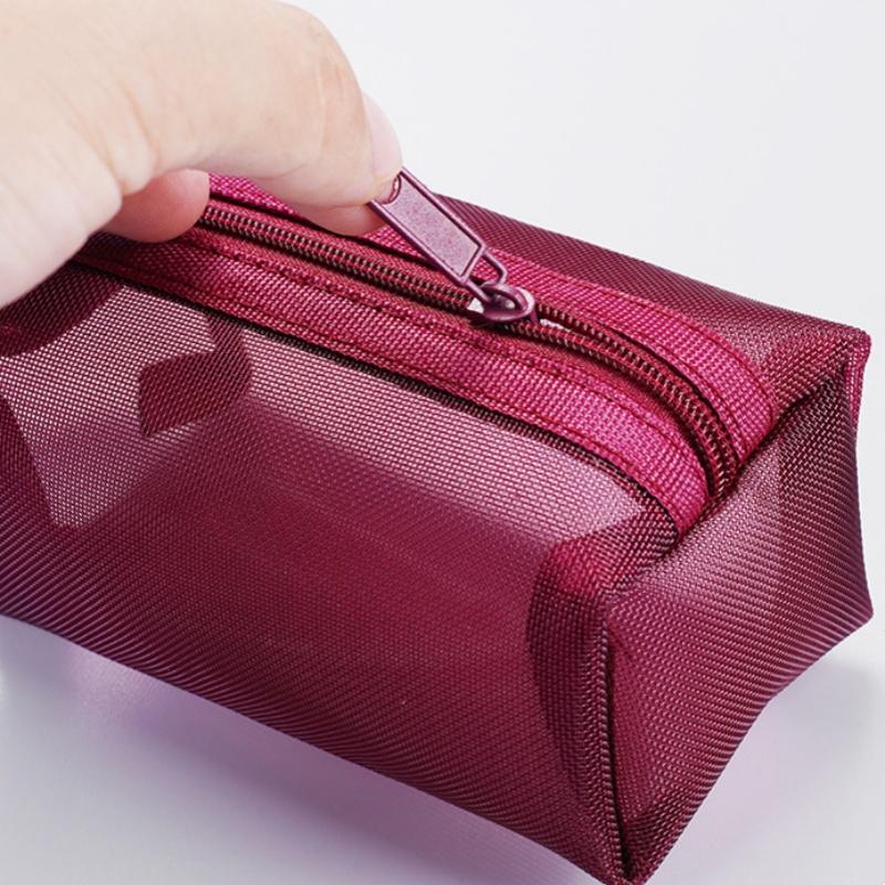 Portable Vintage Three-dimensional Square Nylon Mesh Coin Purse Transparent Cosmetic Bag Large Capacity Key Makeup Earphone Bag