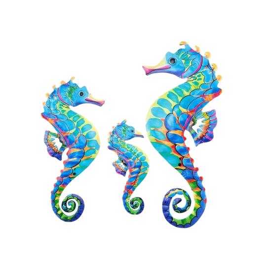 

Набор из 3 деревянных декоративных элементов «Морской конёк» для настенного декора. Искусство на морскую тематику для гостиной, спальни, кухни, ванной комнаты. Рустикальные прибрежные украшения для дома, детской