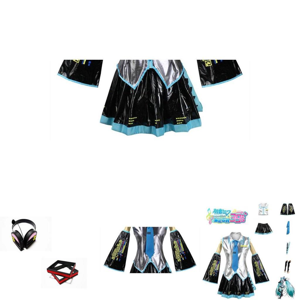 Hatsune Miku Vocaloid Pu Cosplay Top Kleid Krawatten Set für Weihnachtsshow