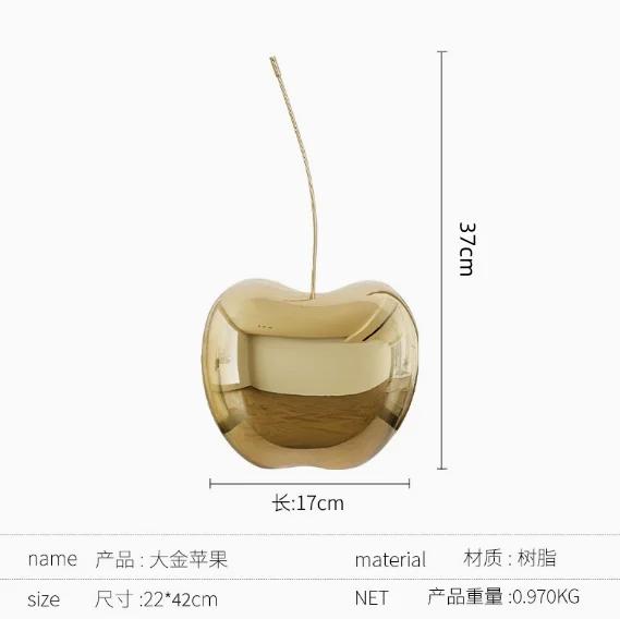 Creative Golden Cherry Simulated Fruit Sculpture Resin Handicrafts Golden Apple Decorative Figurines Home Decoration Accessories