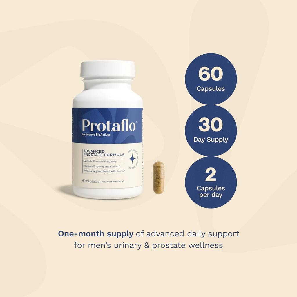 Prostate Supplements for Men - Supports Urinary Flow & Bladder Control | Probiotics + Black Walnut, Lycopene, Pumpkin Seed, Vitamin D3 & K2, 60 Caps