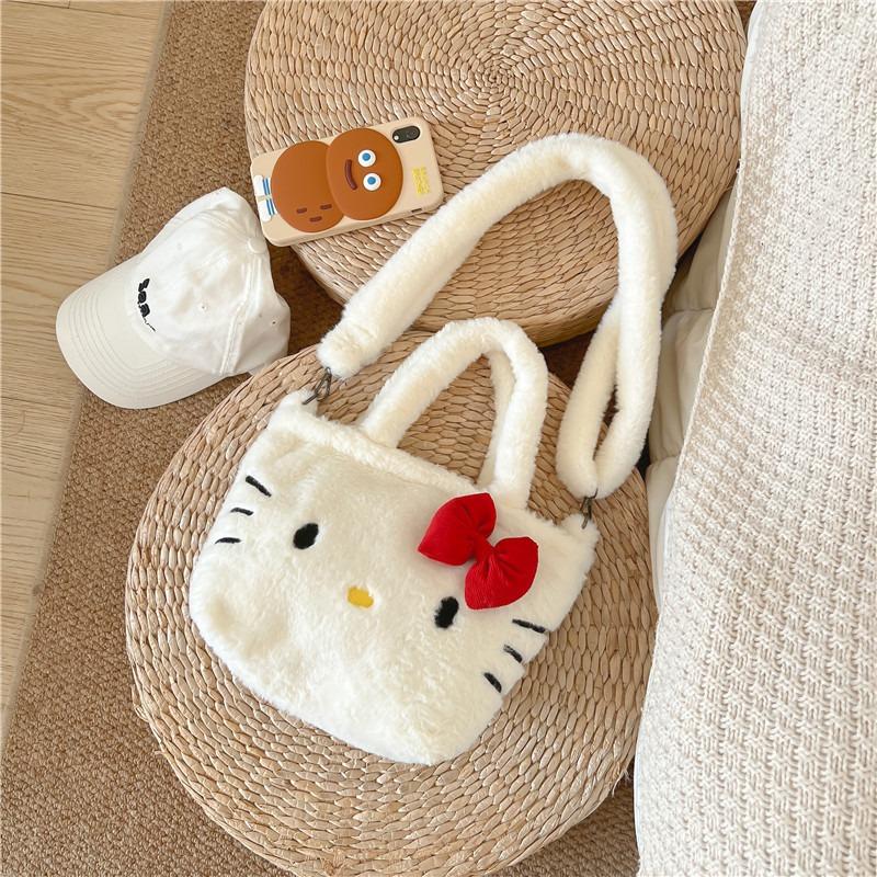 Cute Little Bag New Pink Rabbit Furry Cartoon Shoulder Bag Girls Handheld Bento Bag