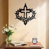 Iron Wall Art Laser Cut Cross Thorn Decor Heavy Duty Home Gift
