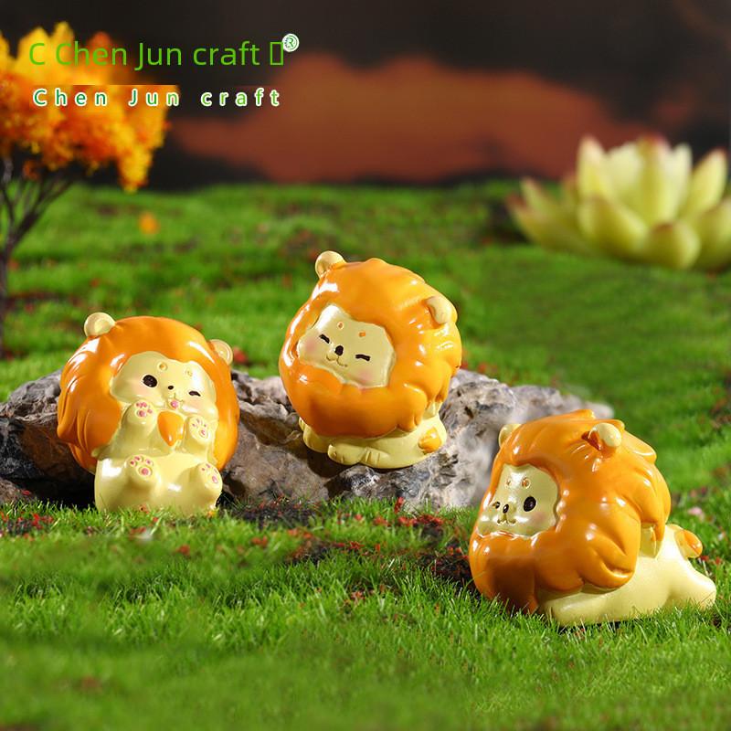 Adorable Resin Little Lions Set Of 8 Cute Cartoon Figurines Modern Decor