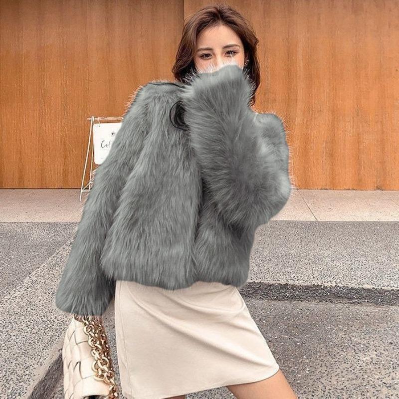 Imitation Fur Jacket for Women's Autumn and Winter New Imitation Fox Fur Top with Cotton To Keep Warm and Thin Fur Coat Outside
