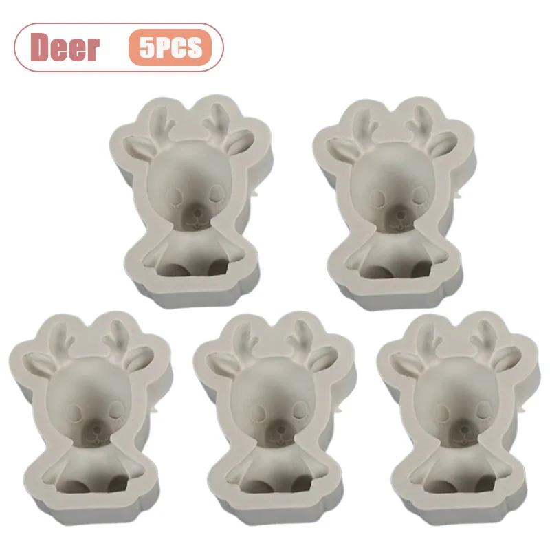 1-10PCS Christmas Elk Plaster Aromatherapy Candle Silicone Mold DIY Handmade Soap Car Vent Clip Crafts Home Fragrance Decor