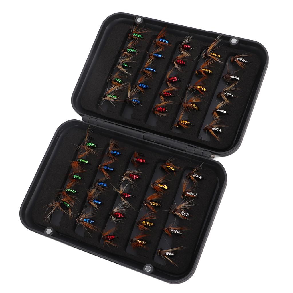 50pcs Fly Fishing Bait Professional High Carbon Steel Hook Fly Fishing Lures Kit with Storage Box