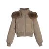 Neuer Stil Pelzkragen Kapuzen Steppmantel mit Taille und verdickter kurzer Daunen-Steppjacke für Damen