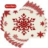 4pcs/6pcs Pack Christmas Snowflake Placemats - Elegant Minimalist Snowflakes White Table Mats, Washable Rectangular Place Settings Suitable for Ki
