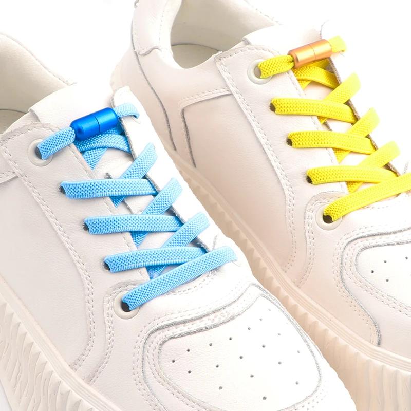 1 Pair Flat Shoe Laces for Sneakers Elastic Shoelaces Without Tie Convenient Quick On And Off Lazy Shoelace Accessories
