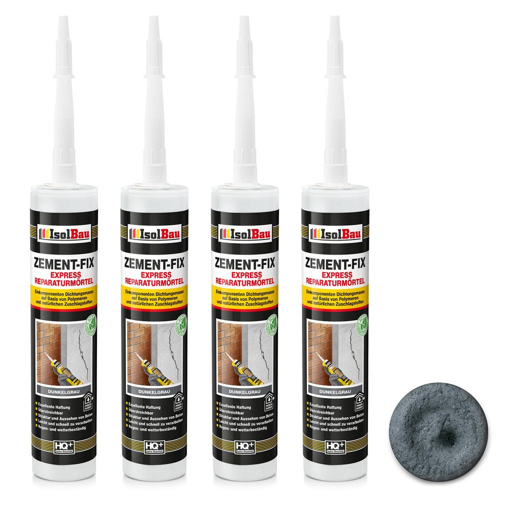 IsolBau Zement-Fix Repair and Sealing Mortar Dark Gray 4 x 300ml