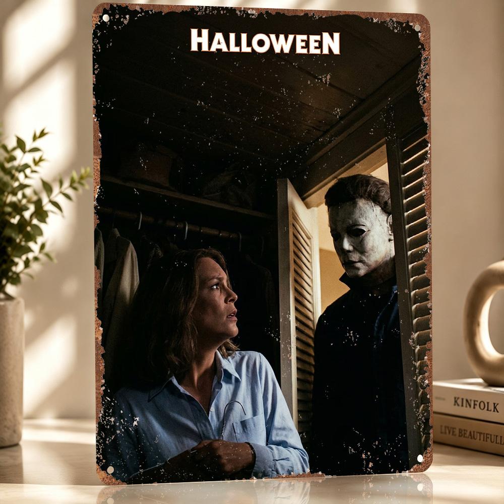 Halloween Movie Featuring Michael Myers D Texture Printed Poster Custom Vintage Metal Tin Plate Sign for Wall Art Decor Luxury