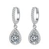925 Silver Drop Earrings for Women AAA Cubic Zirconia Crystal Earrings Engagement Wedding Eternity Jewelry Gifts